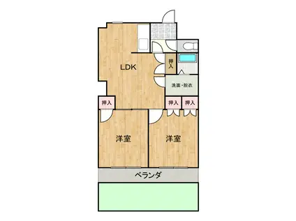 サンガーデン王子丸(2LDK/1階)の間取り写真