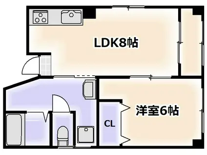 OLA COURT 西田辺(1LDK/3階)の間取り写真