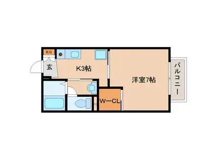 ヴィラ多聞(1K/2階)の間取り写真