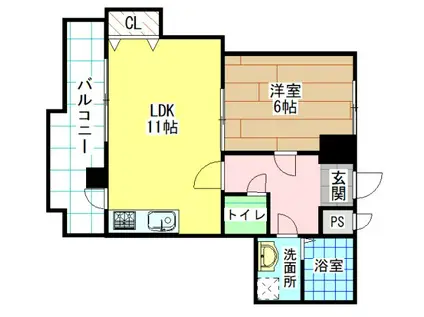 ヴィレッジ皆好園(1LDK/8階)の間取り写真