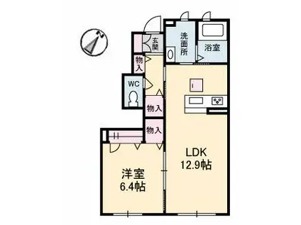シャーメゾンガーデンズ多度津(1LDK/1階)の間取り写真