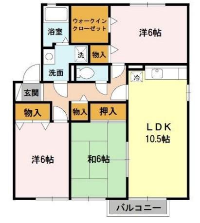 サンオリーブ御崎B棟(3LDK/2階)の間取り写真