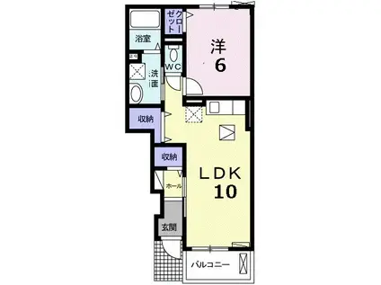 クラール平城(1LDK/1階)の間取り写真