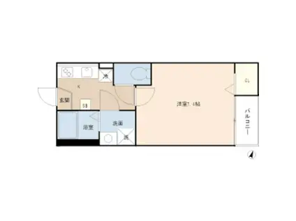 ルミエール南与野(1K/1階)の間取り写真