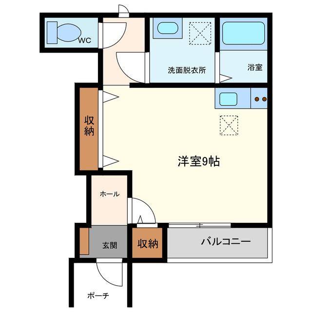 カーサ ビアンカ(ワンルーム/1階)の間取り写真