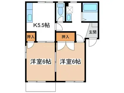 フレグランス広丘A(2K/1階)の間取り写真