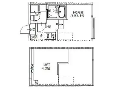 東四つ木1丁目B NEO AVAND(1K/1階)の間取り写真