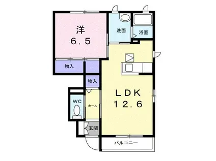 ヴィクトワール 玉井南(1LDK/1階)の間取り写真