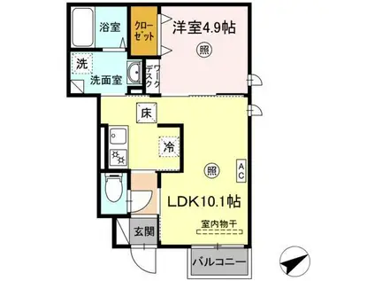 シュクル(1LDK/1階)の間取り写真