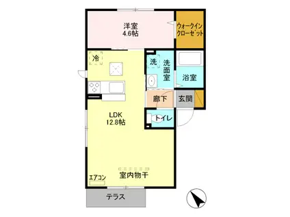 ヘリオス 山川町(1LDK/1階)の間取り写真