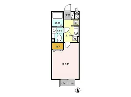 エトワール多摩平(1K/2階)の間取り写真