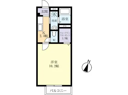 プランタン(1K/1階)の間取り写真