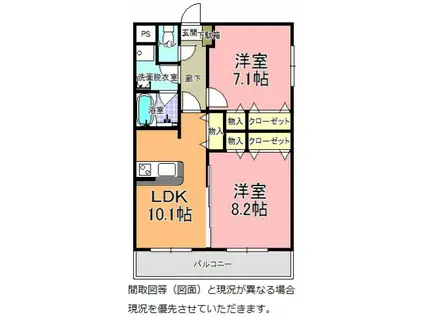 グランディール(2LDK/1階)の間取り写真