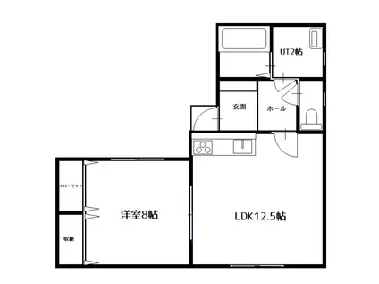 ローズガーデン錦町(1LDK/2階)の間取り写真