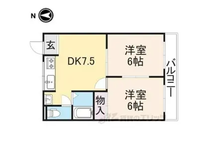 オスカー桜木A棟(2DK/4階)の間取り写真