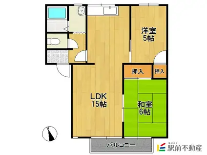 ルミエールB(2LDK/2階)の間取り写真