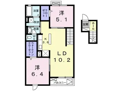 エアリスII(2LDK/4階)の間取り写真
