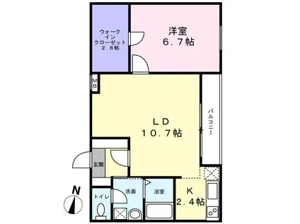 フォルクスハイム(1LDK/2階)の間取り写真