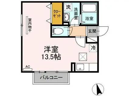 MIUMU A棟(ワンルーム/1階)の間取り写真