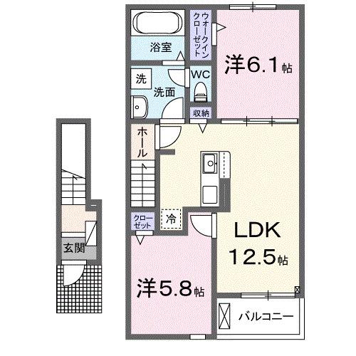 ヴァーサ・メローネIII(2LDK/2階)の間取り写真