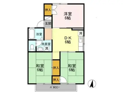 プレジールホーコ(3DK/2階)の間取り写真