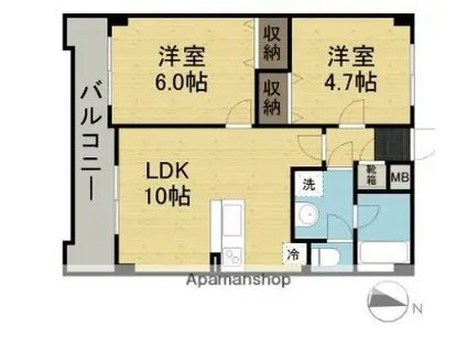 アージョスパジオ参番館(2LDK/4階)の間取り写真