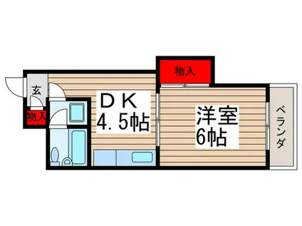 シティ原木中山(1DK/3階)の間取り写真