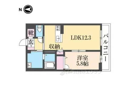シャーメゾン オーク八戸ノ里(1LDK/2階)の間取り写真