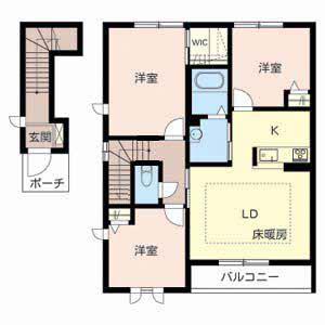 シャーメゾン福田(3LDK/2階)の間取り写真