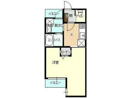 Eフラット♭(1K/2階)の間取り写真