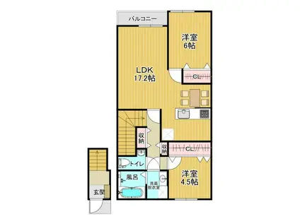 オラス室岡(2LDK/2階)の間取り写真