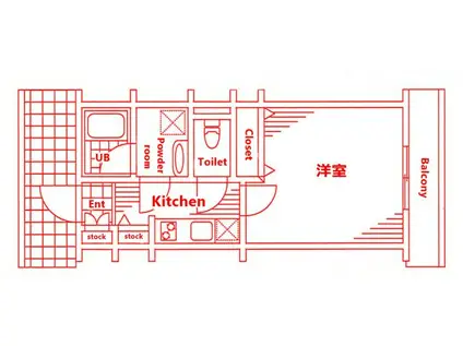 ツインズ横浜瀬谷(1K/2階)の間取り写真