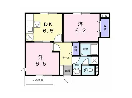 アプリコットB(2DK/1階)の間取り写真