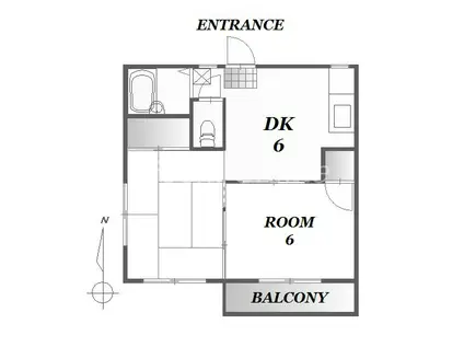 エルムハウス(2DK/1階)の間取り写真