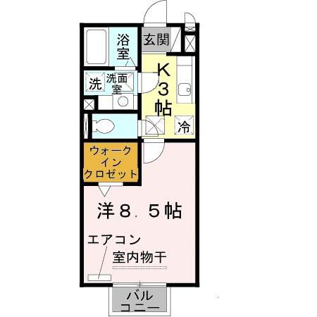 コンフィアンスA棟(1K/1階)の間取り写真