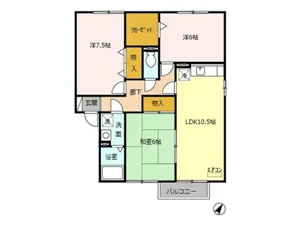リバーサイド(3LDK/2階)の間取り写真