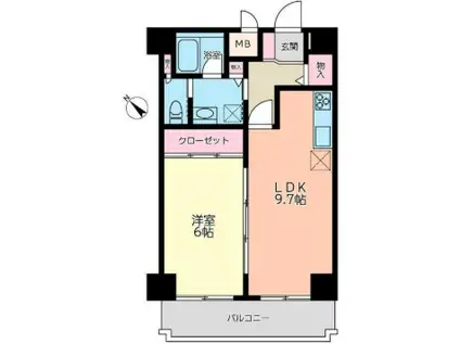 ピュアシティ横浜2 603(1LDK/6階)の間取り写真