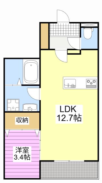 THEI(1LDK/4階)の間取り写真