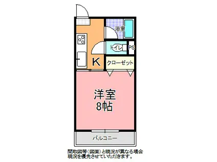 ハイツ桜 A棟(1K/2階)の間取り写真