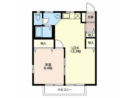 ディアスメロディ A セ(1LDK/2階)の間取り写真