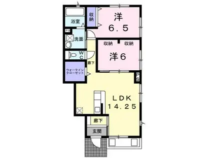 メゾン・ド・シエル I棟(2LDK/1階)の間取り写真