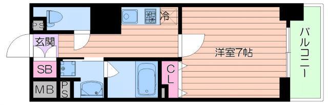 ハビテ靭センターコート(1K/4階)の間取り写真