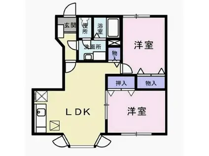 バイオレットI(2LDK/1階)の間取り写真