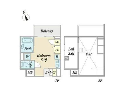 リージェンシー世田谷(ワンルーム/2階)の間取り写真
