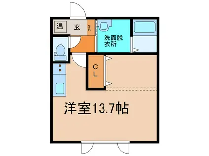 クロスフォレ(ワンルーム/2階)の間取り写真