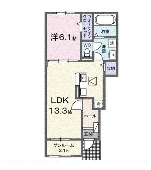 サンディ ココ(1LDK/1階)の間取り写真