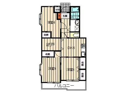 ラックスハイム鶴川II(3SDK/3階)の間取り写真