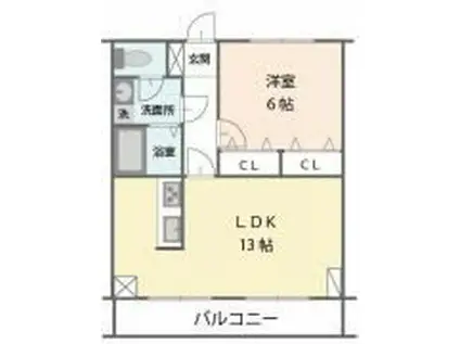 PRESTIGE(1LDK/1階)の間取り写真