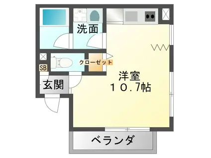 メゾン双葉(ワンルーム/2階)の間取り写真