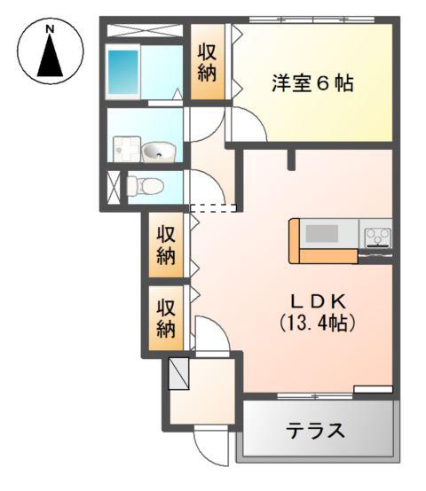 CALM-W(1LDK/1階)の間取り写真